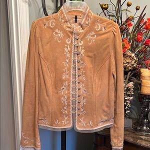 Tahari Suede Embroidered Jacket